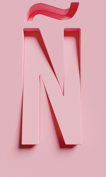 Tridimensional Pink Capital Letter Ñ